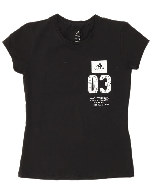 Damska koszulka Adidas Climalite Graphic Top UK 14, duża, czarna bawełna