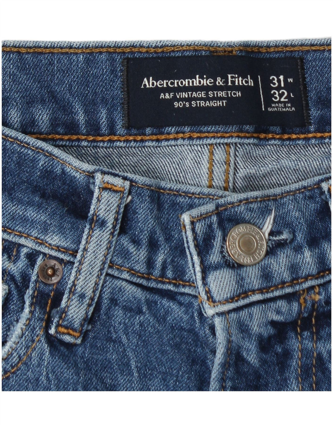 ABERCROMBIE & FITCH Męskie jeansy ze stretchem W31 L32 Niebieskie, bawełniane, lata 90.