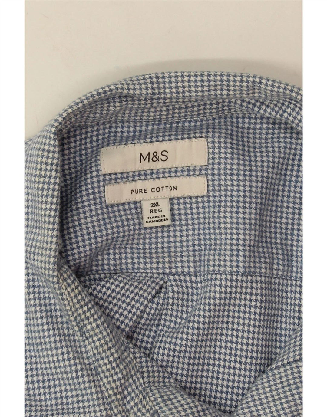 Marks & Spencer Męska koszula flanelowa 2XL, niebieska, bawełniana w pepitkę