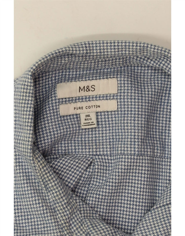 Marks & Spencer Męska koszula flanelowa 2XL, niebieska, bawełniana w pepitkę