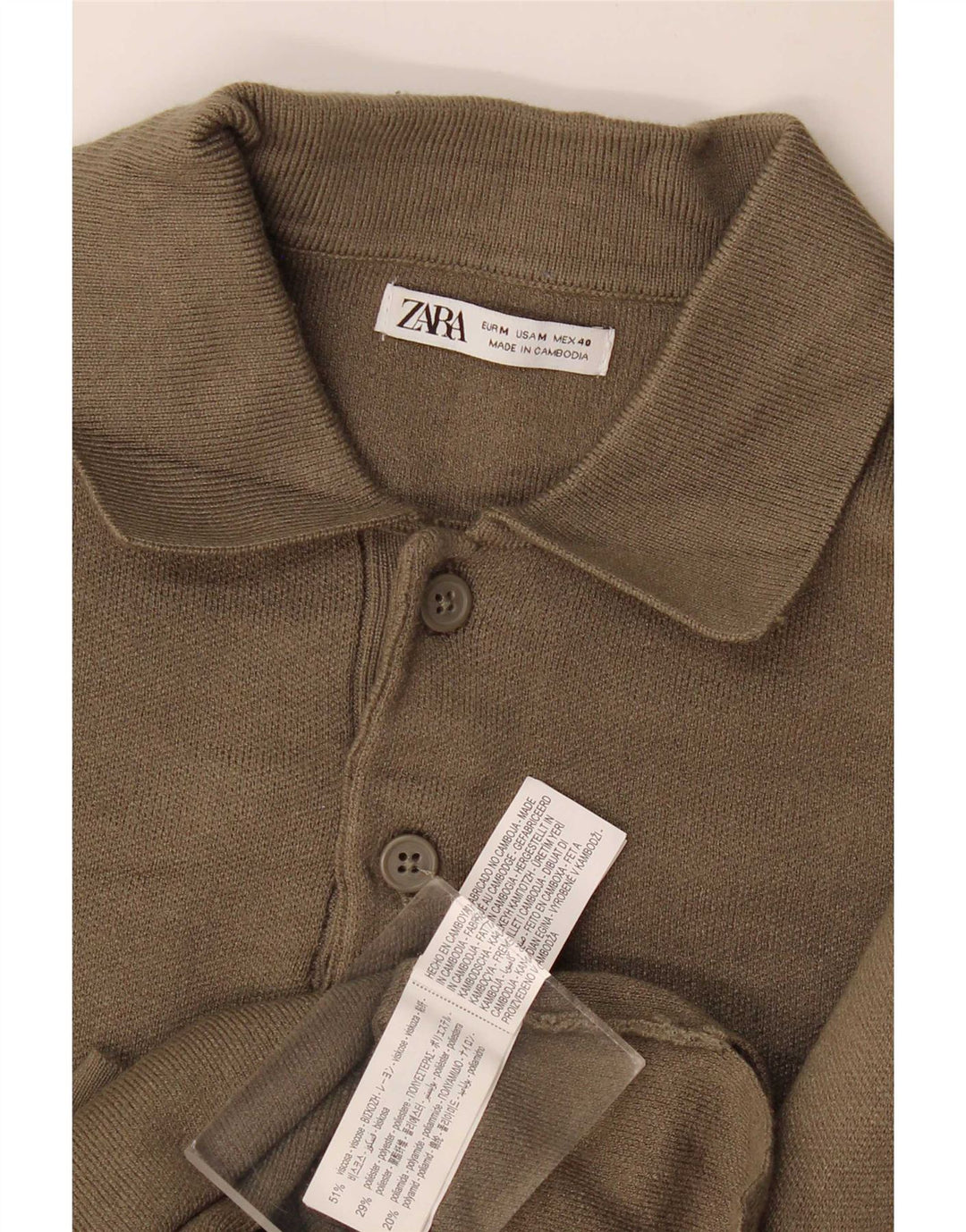 Męski sweter z golfem Zara, średni khaki, wiskoza