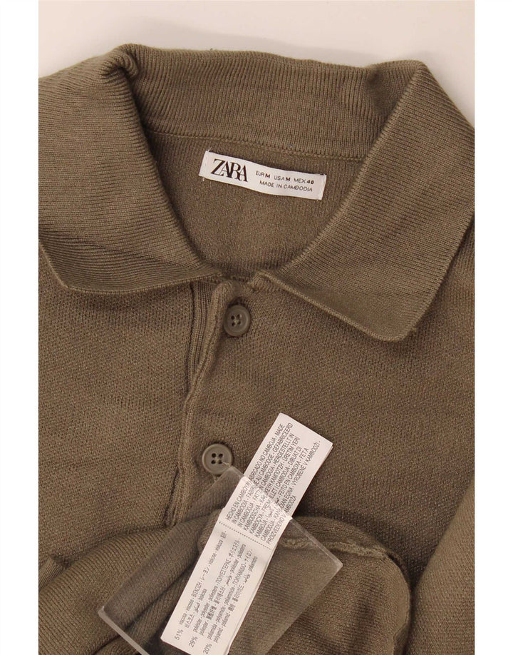 Męski sweter z golfem Zara, średni khaki, wiskoza