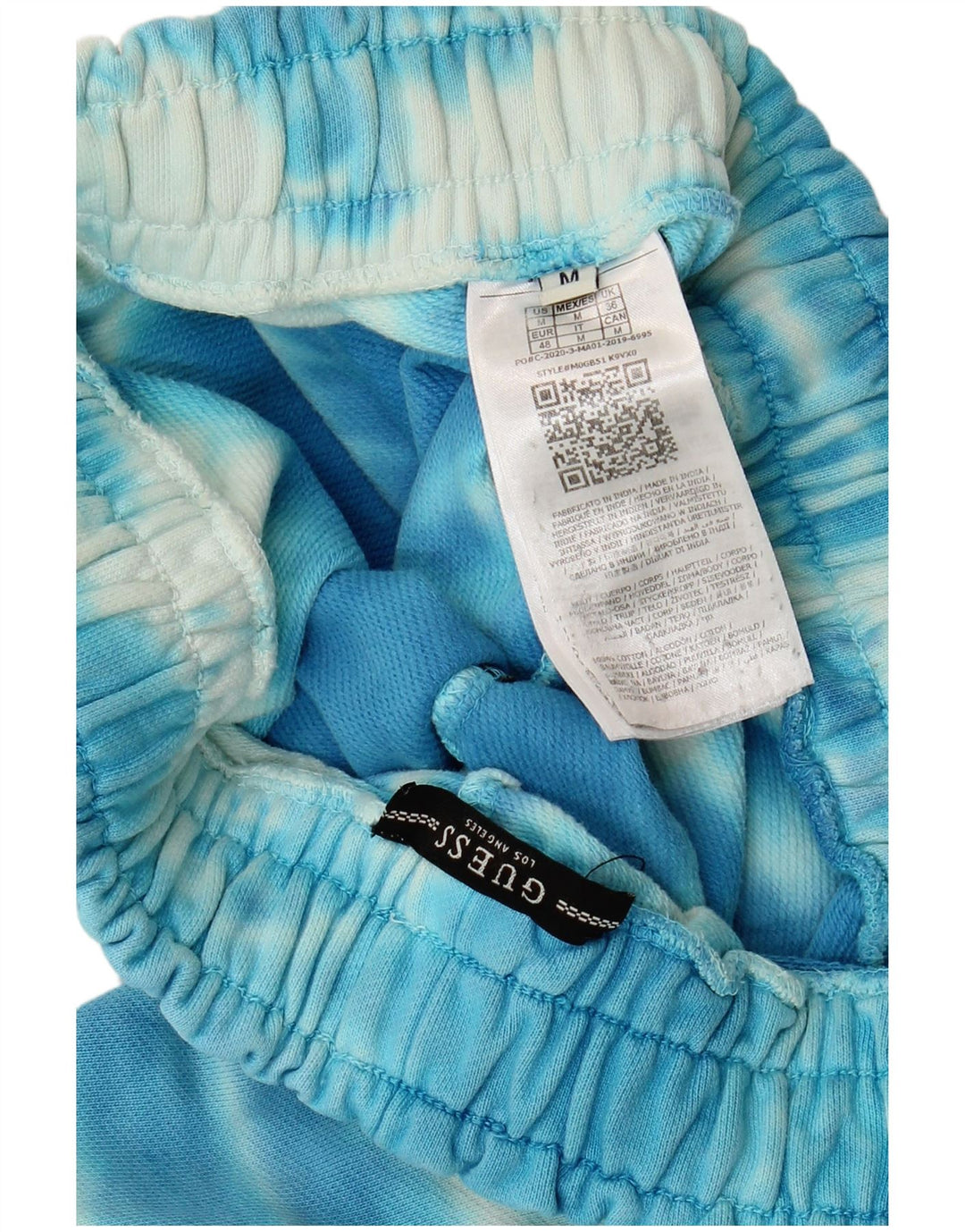 Męskie spodenki sportowe Guess w kolorze średniego niebieskiego, z bawełny Tie Dye