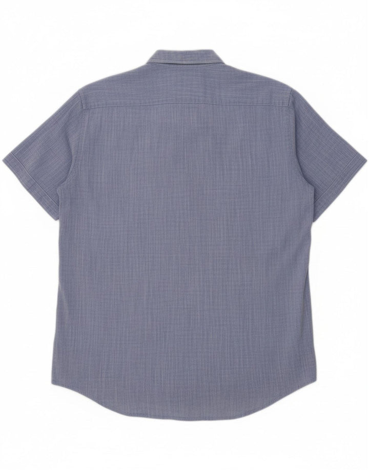 CARRERA Mens Short Sleeve Shirt Large Blue Cotton