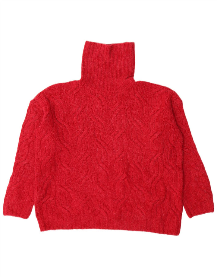 Marks & Spencer Damski sweter oversize z golfem, UK 10, mały, różowy