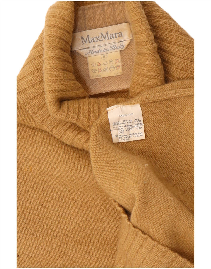 MAX MARA Damski sweter oversize z golfem UK 10 Small Brown Wełna