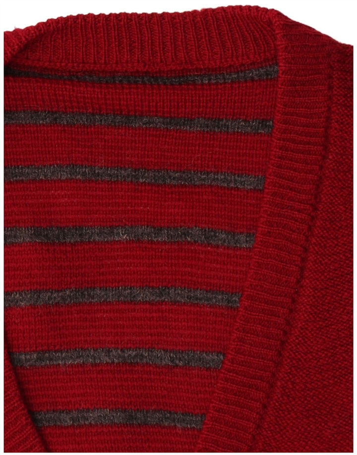 Sweter męski w stylu vintage, duży, czerwony, z blokami kolorów