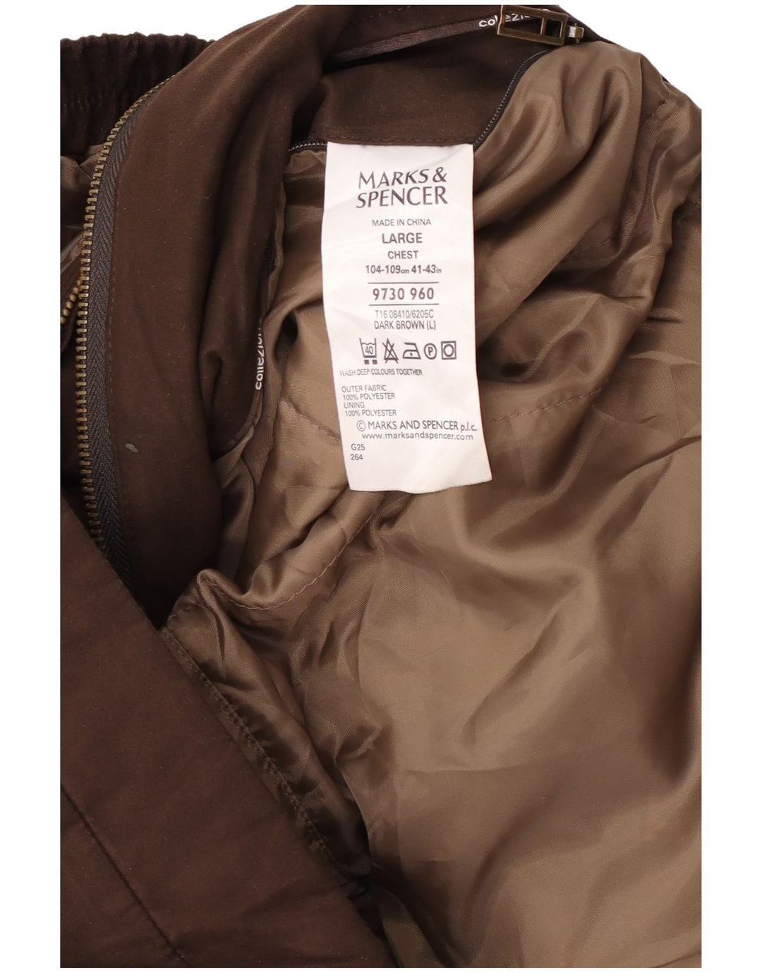 Męska kurtka bomber Marks & Spencer UK 40, duża, brązowa, poliester