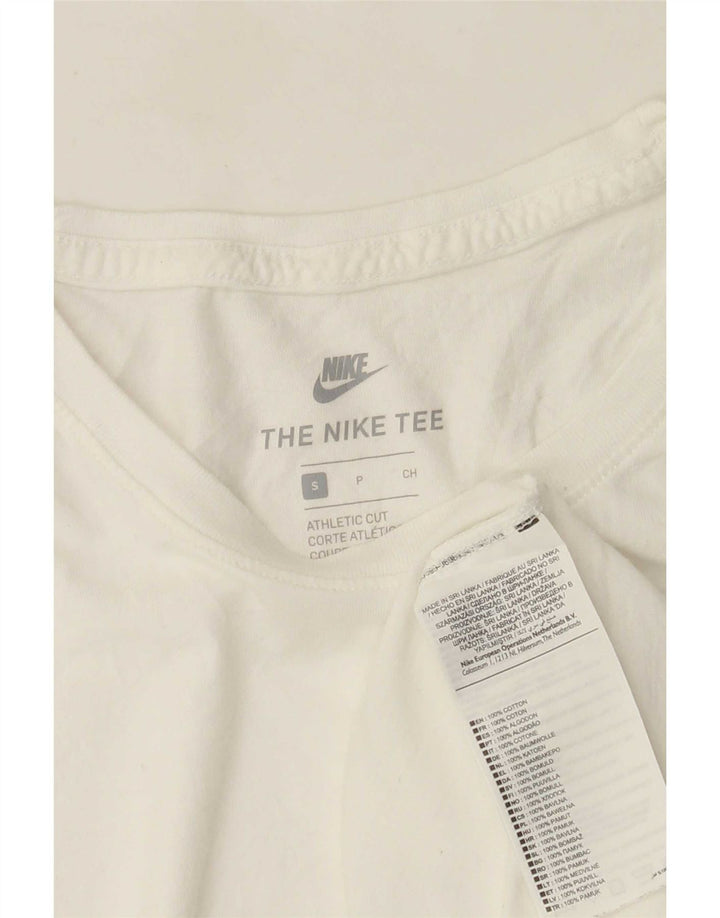 Męski T-shirt Nike o sportowym kroju, mały, biały, bawełniany