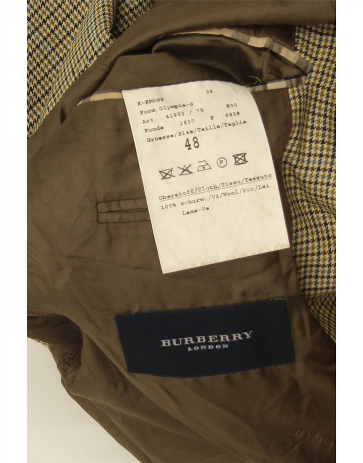 Męska marynarka Burberry EU 48, średnia, żółta, dziewicza wełna w pepitkę