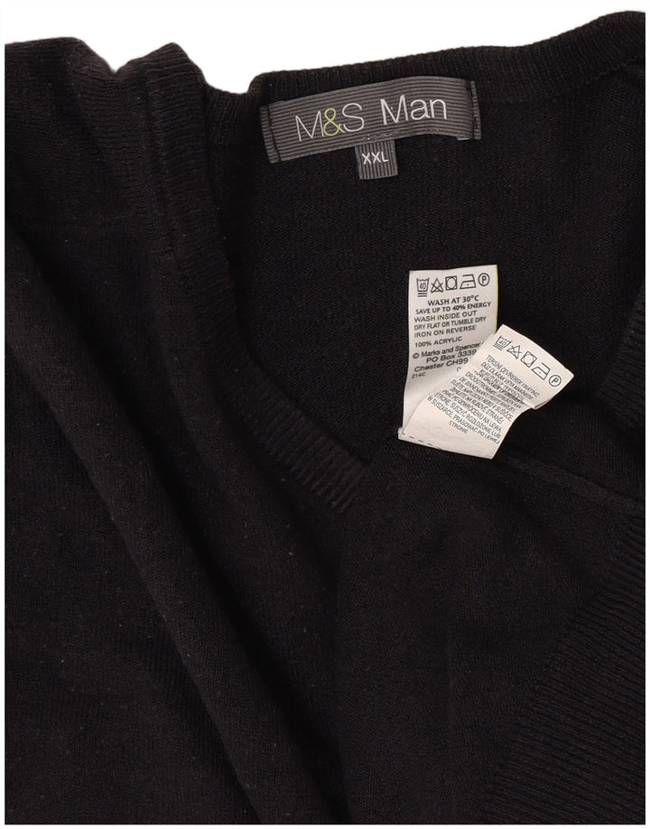 Marks & Spencer Męski sweter z dekoltem w kształcie litery V, 2XL, granatowy, akryl