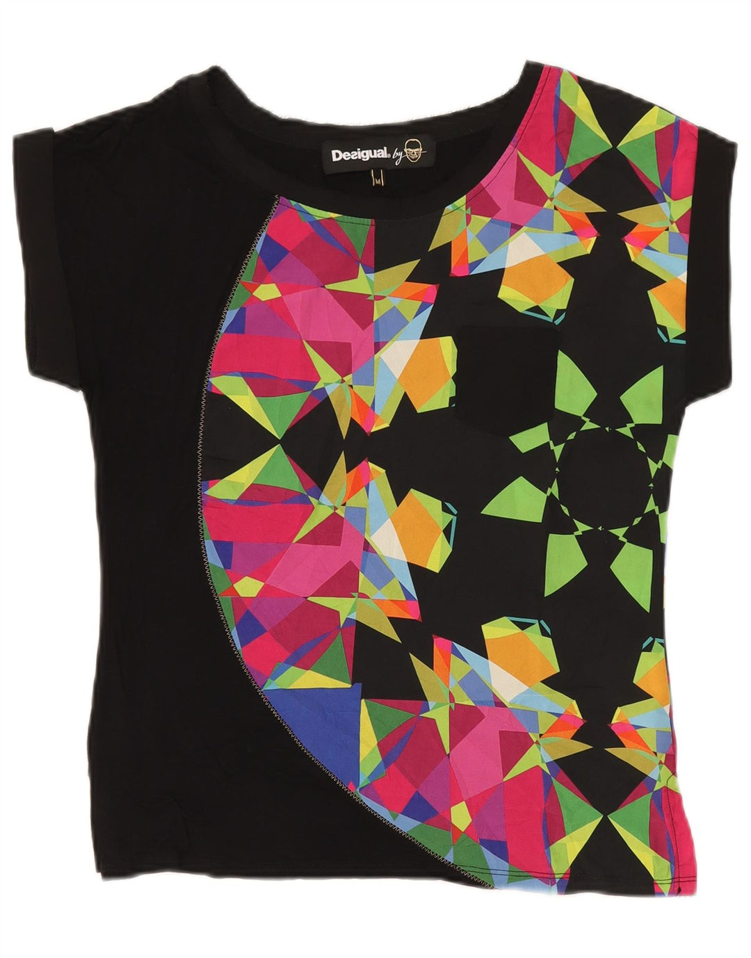 Damska koszulka Desigual Top UK 12 Medium Black Geometric
