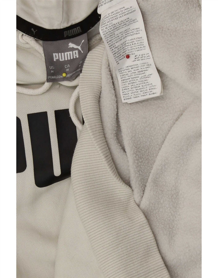 Męski sweter z kapturem Puma z grafiką, średnio beżowy, bawełniany