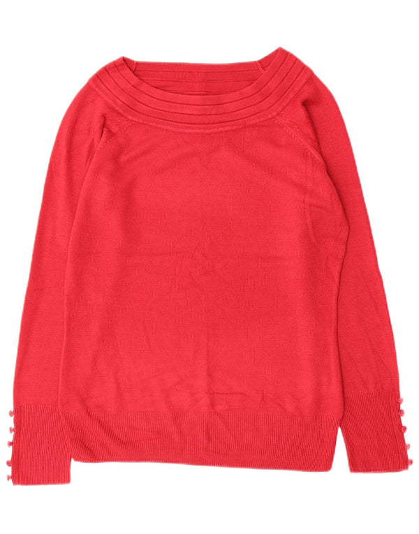 Marks & Spencer Damski sweter z dekoltem w łódkę UK 10 Mały Czerwony Akryl