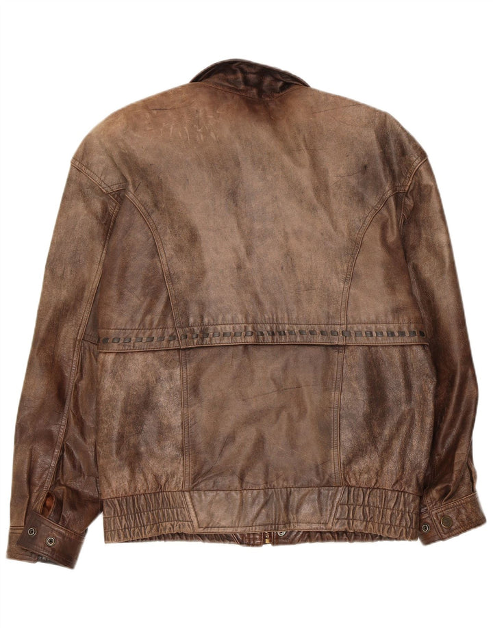 Vintage męska kurtka skórzana bomber EU 48 średnio brązowa skóra