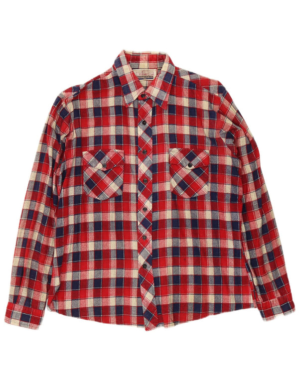 Męska koszula flanelowa w stylu vintage, rozmiar 42 16 1/2, duża, bawełniana w czerwoną kratę