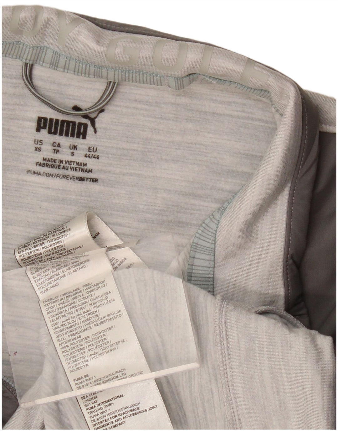 Męski sweter PUMA z zamkiem błyskawicznym i małym szarym poliestrowym blokiem kolorów