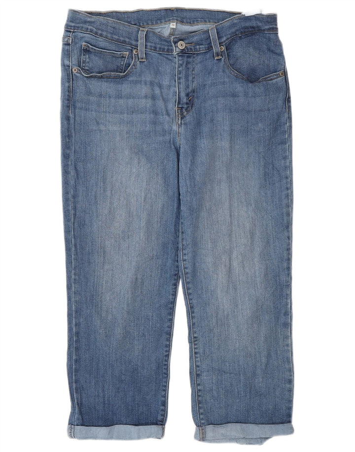 Damskie jeansy Levi's Straight Capri W30 L22 Niebieskie bawełniane