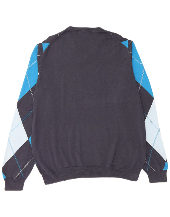 Męski sweter LYLE & SCOTT z dekoltem w kształcie litery V, 2XL, granatowy Argyle/Diament