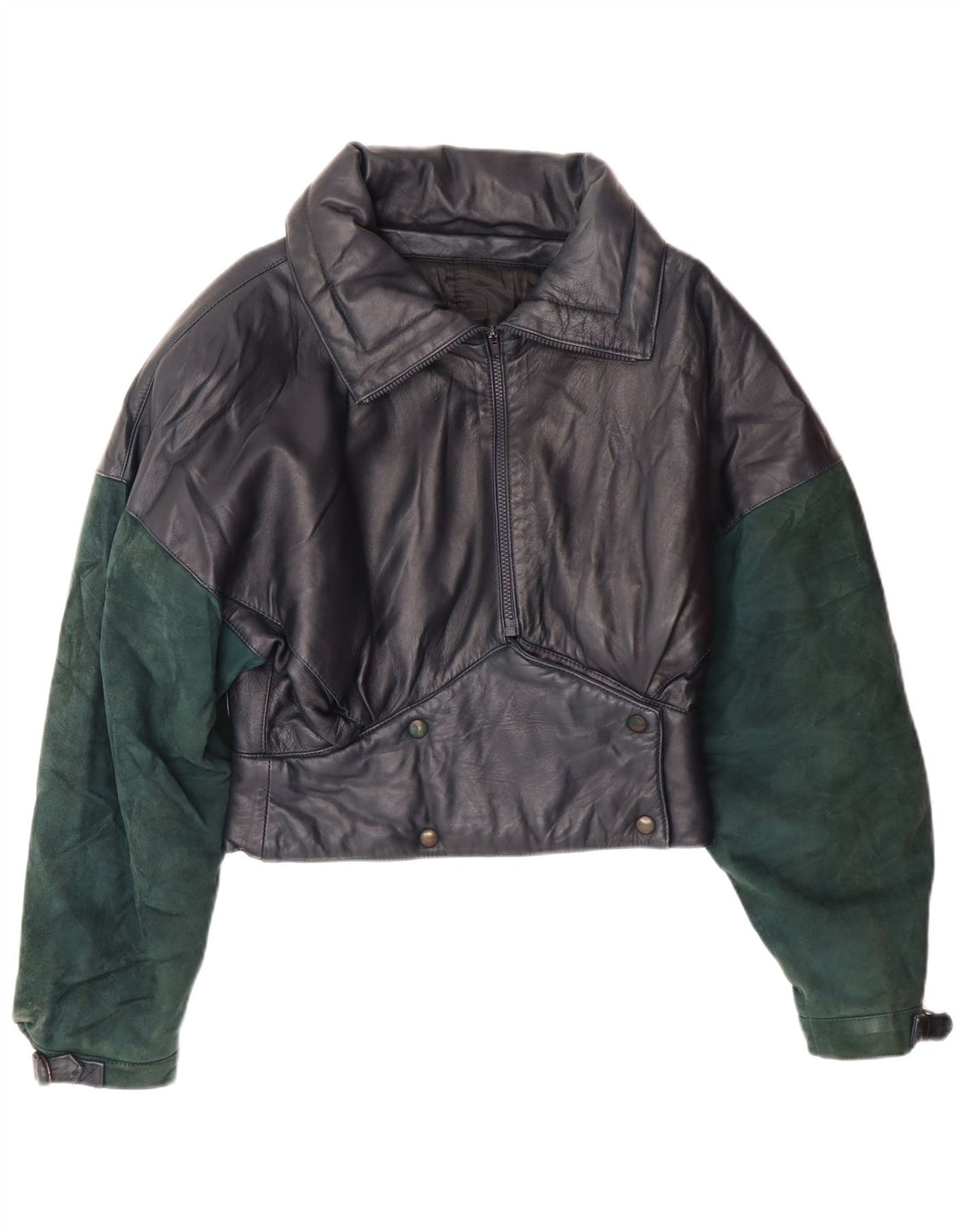 Damska kurtka skórzana VINTAGE Crop UK 6 XS granatowa