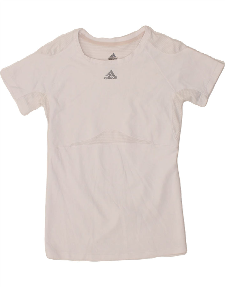 ADIDAS Womens T-Shirt Top UK 6 XS  White Polyester Vintage Adidas and Second-Hand Adidas from Messina Hembry 