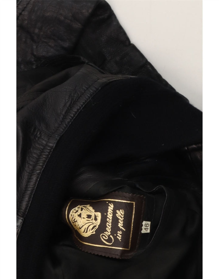 Vintage damska kurtka skórzana IT 46, duża czarna skóra