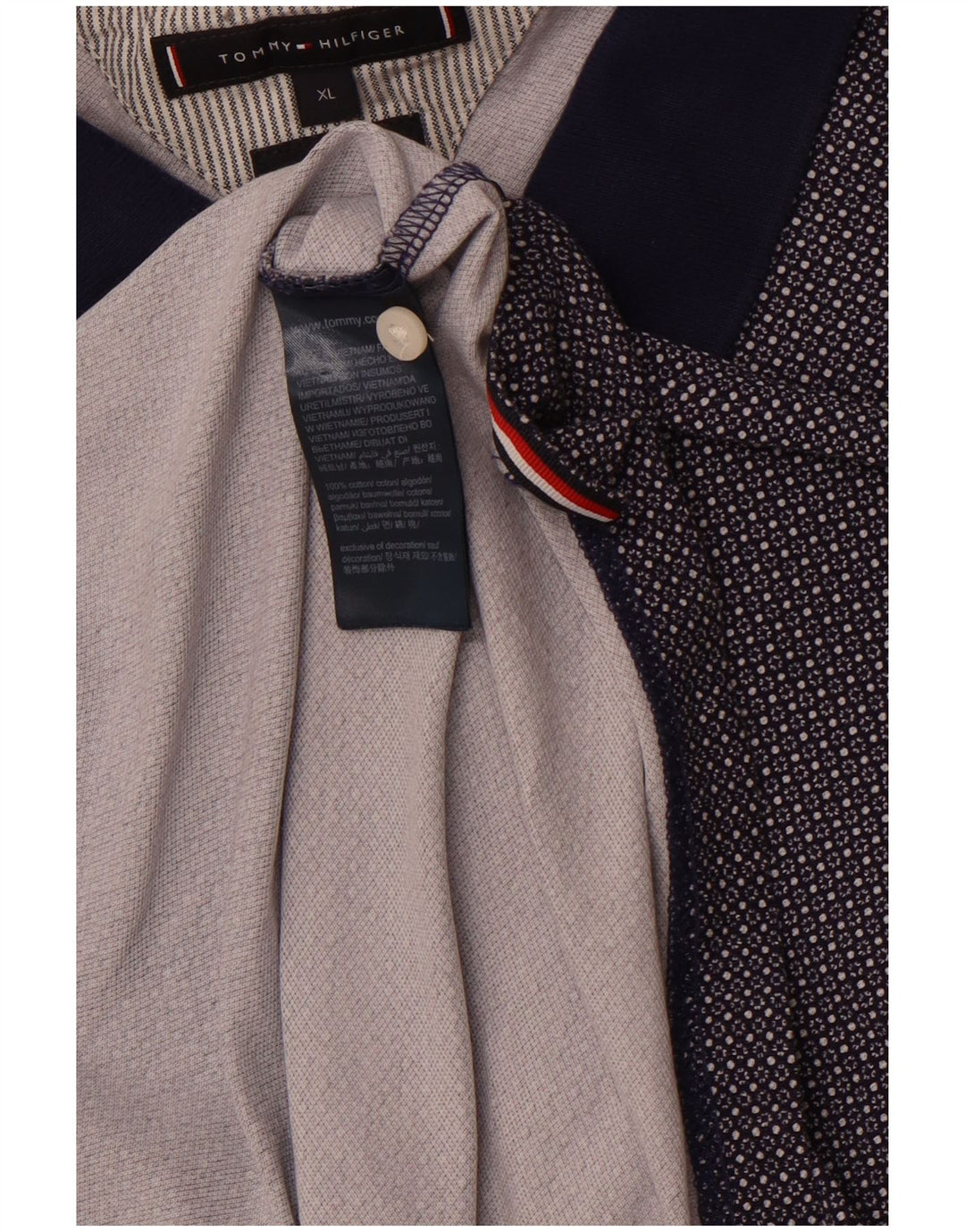 Męska koszulka polo TOMMY HILFIGER XL, bawełniana w granatowe cętki