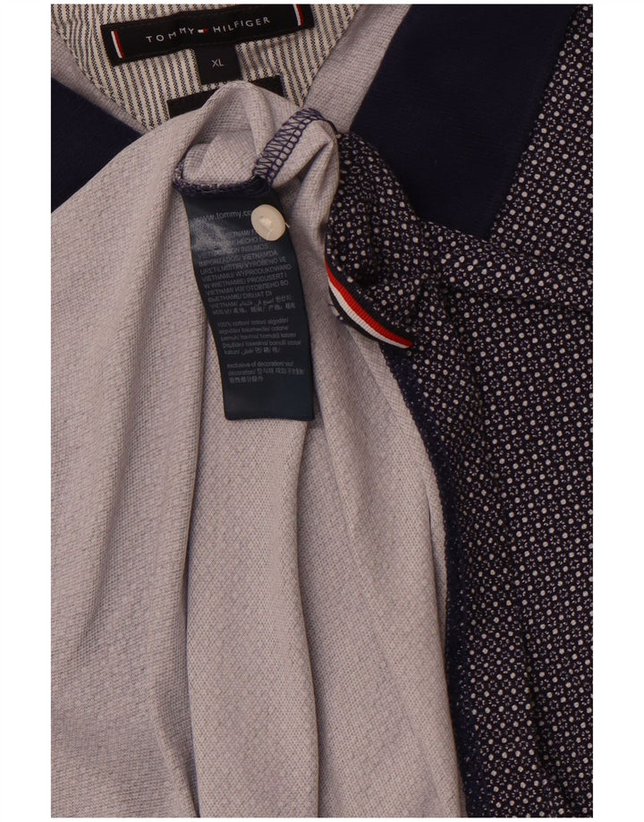 Męska koszulka polo TOMMY HILFIGER XL, bawełniana w granatowe cętki