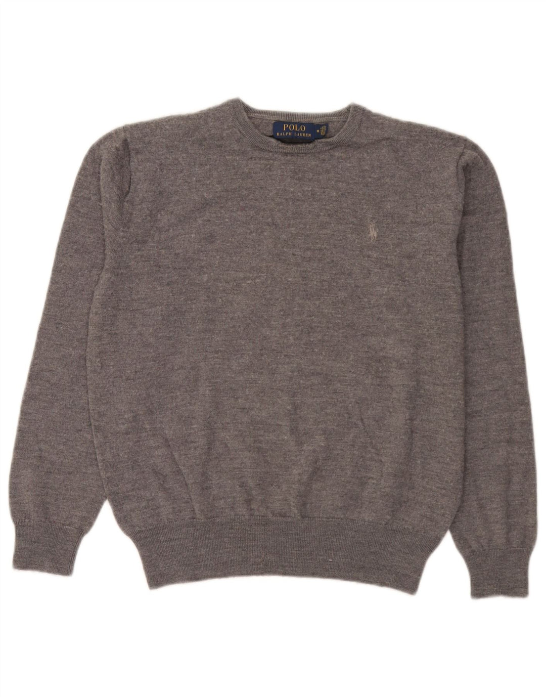 Męski sweter z okrągłym dekoltem Polo Ralph Lauren, średnioszary, wełniany