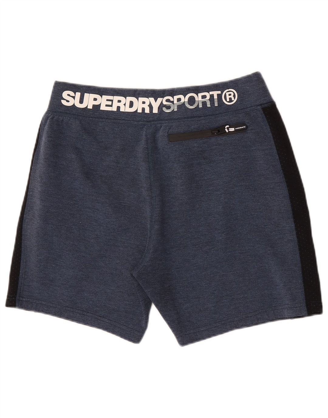 Męskie spodenki sportowe Superdry z grafiką, duży granatowy, poliester z blokami kolorów