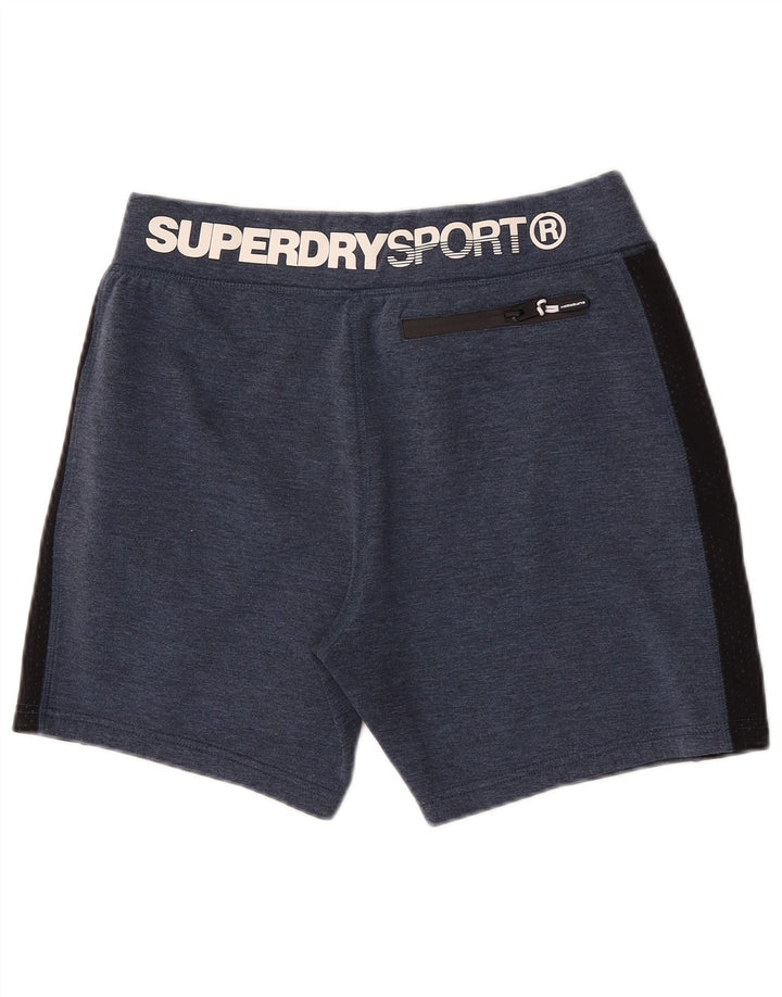 Męskie spodenki sportowe Superdry z grafiką, duży granatowy, poliester z blokami kolorów