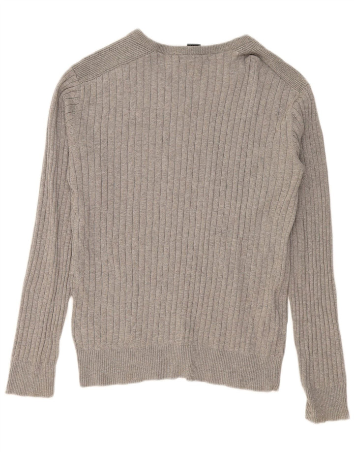 Męski sweter Calvin Klein z dekoltem w kształcie litery V, duży, szary, bawełniany