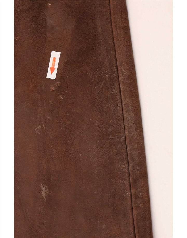Vintage Męskie Skórzane Spodnie W30 L34 Brązowe