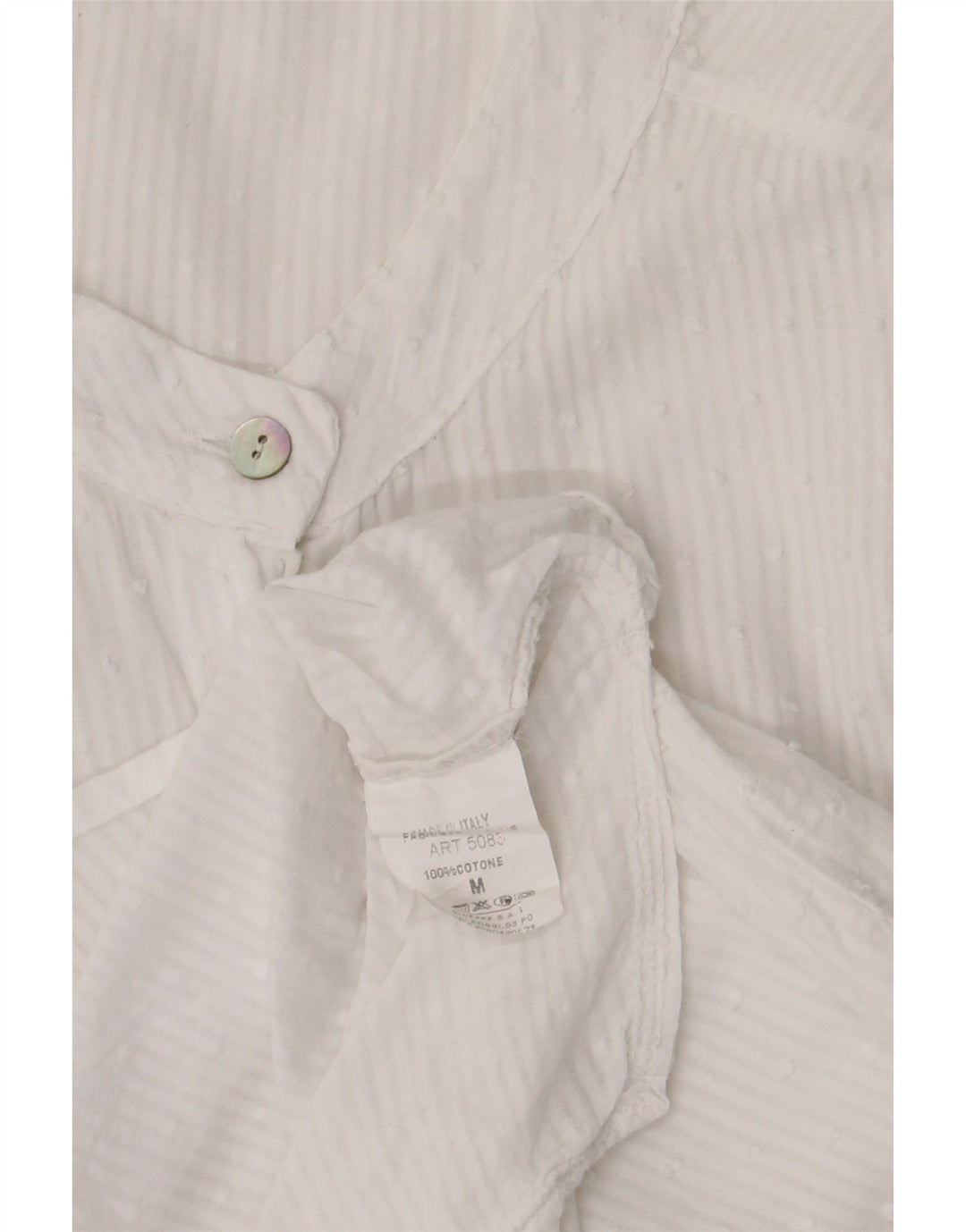 Koszula damska Vintage UK 14 Średnia biała bawełna w prążki