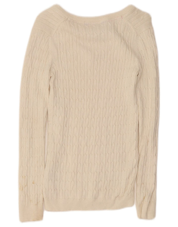 Crew Clothing Damski sweter z dekoltem w kształcie litery V, UK 8, mały, biały, bawełniany