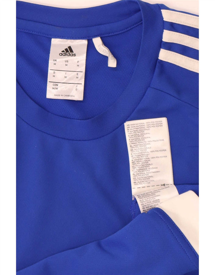 Adidas Męska koszulka Climalite Top, średni niebieski poliester z blokami kolorów