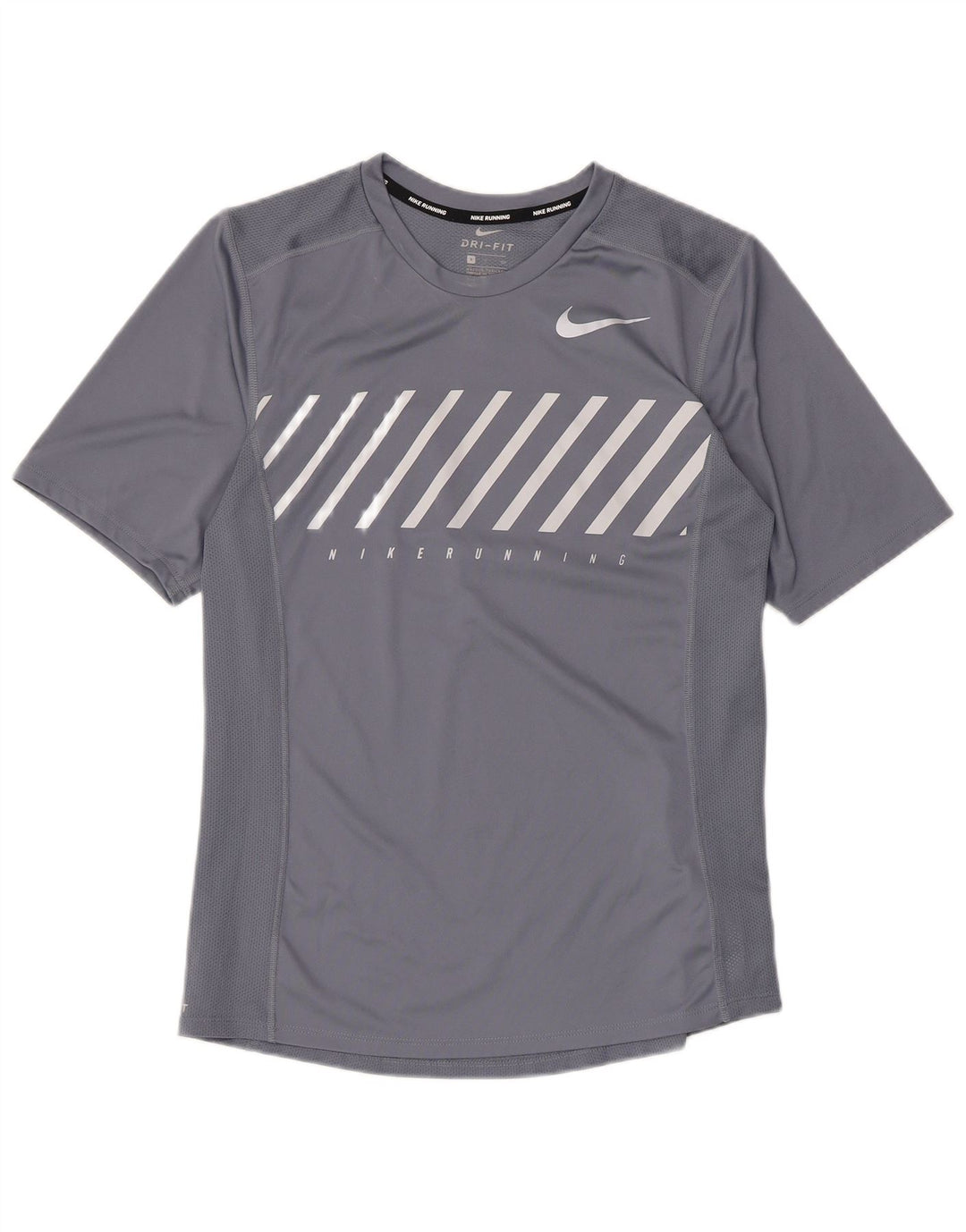 Męski T-shirt z grafiką Nike Dri Fit, mały, szary, poliestrowy