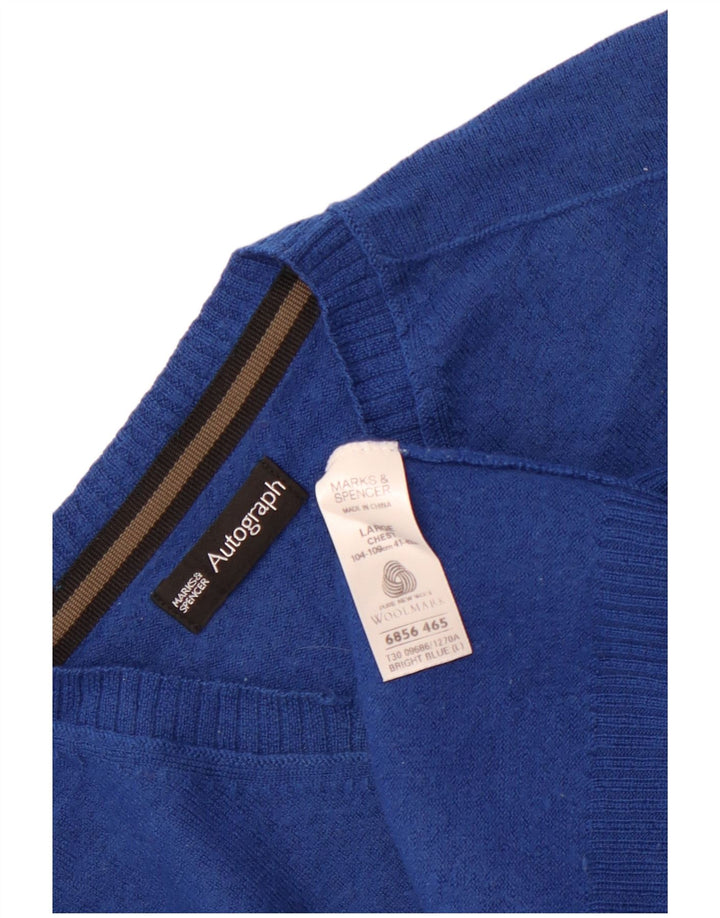 Marks & Spencer Damski sweter z dekoltem w kształcie litery V, UK 16, duży niebieski