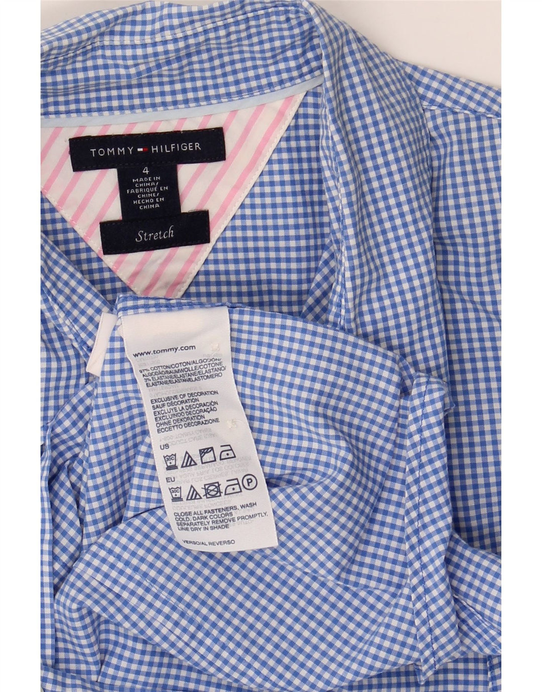Koszula damska Tommy Hilfiger US 4 Small, niebieska bawełniana kratka