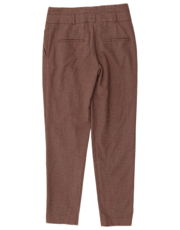 Damskie zwężane spodnie chino Zara XS W24 L28 Brązowy poliester w pepitkę