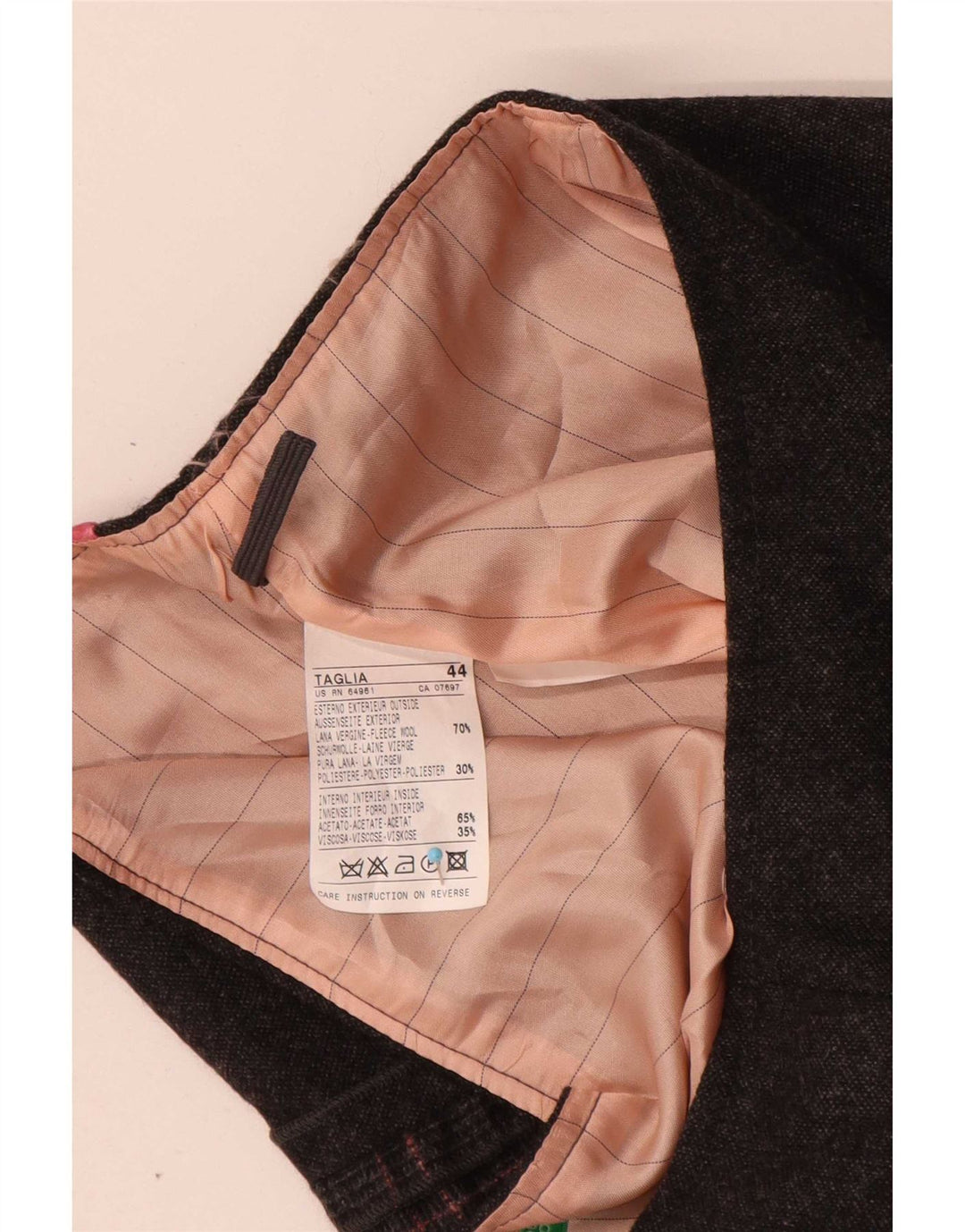 Spódnica damska Benetton IT 44 Medium W30 Szara krata z dziewiczej wełny