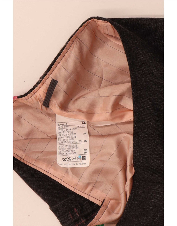 Spódnica damska Benetton IT 44 Medium W30 Szara krata z dziewiczej wełny