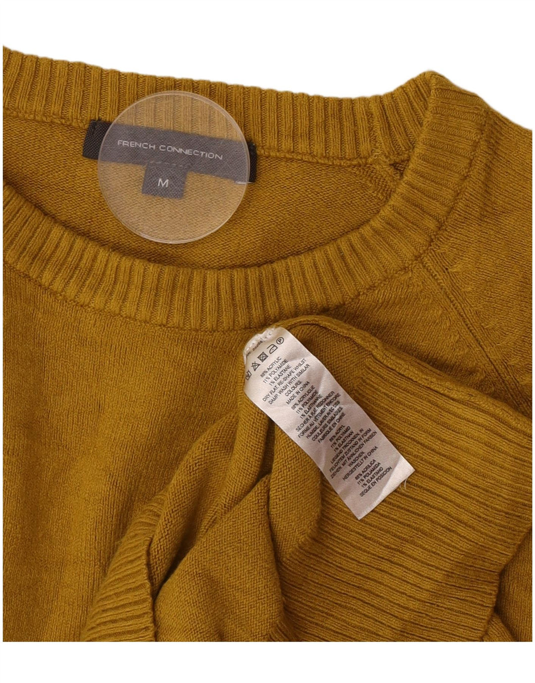 Damski sweter z dekoltem w łódkę French Connection UK 12 Średni żółty