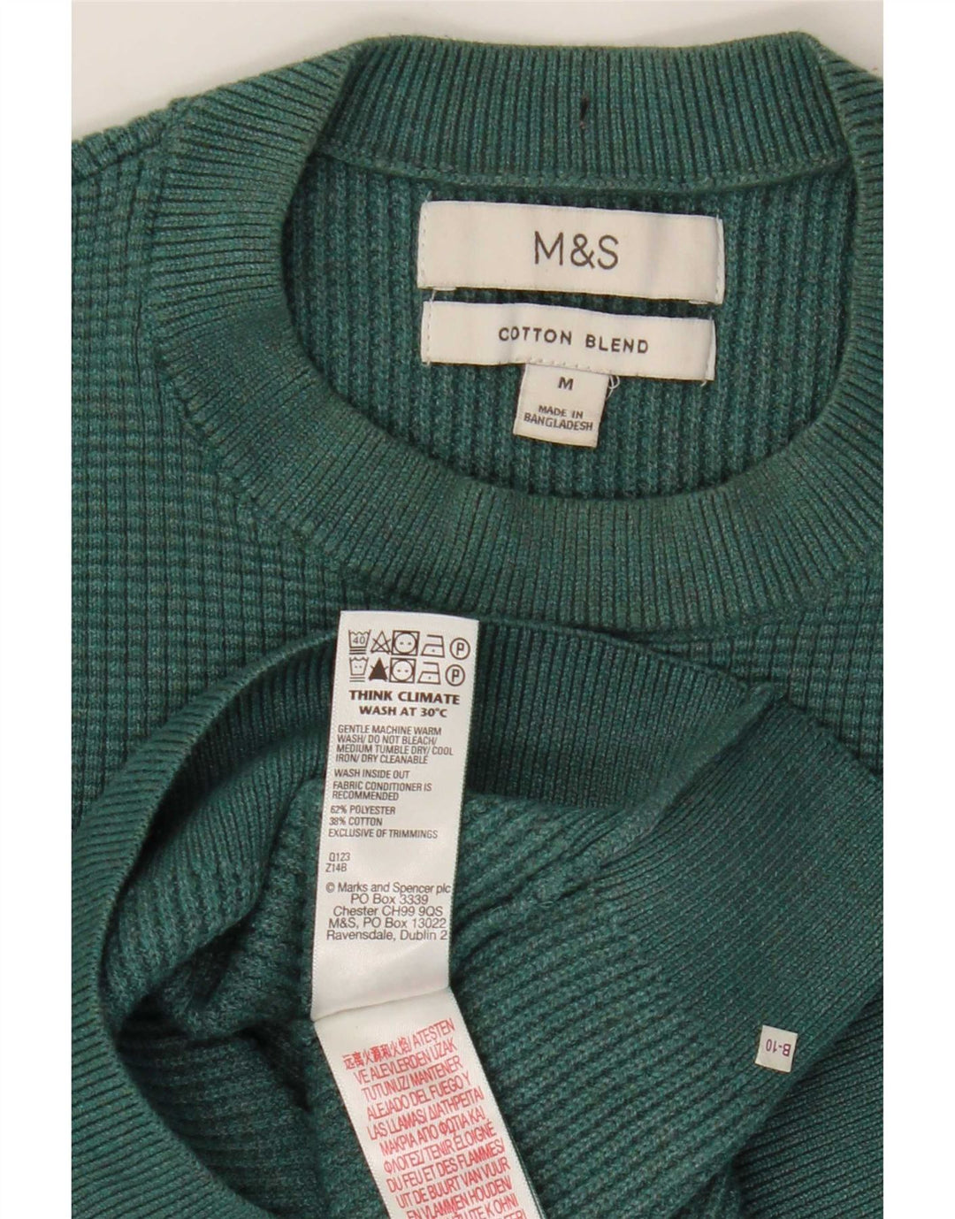 Marks & Spencer Męski sweter z okrągłym dekoltem, średni zielony poliester