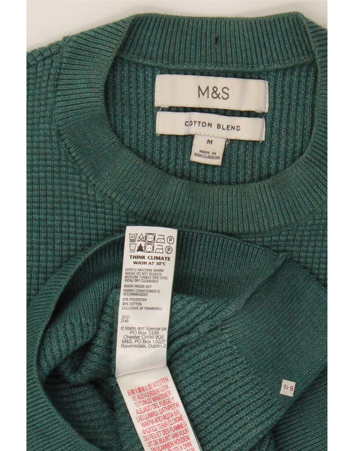 Marks & Spencer Męski sweter z okrągłym dekoltem, średni zielony poliester