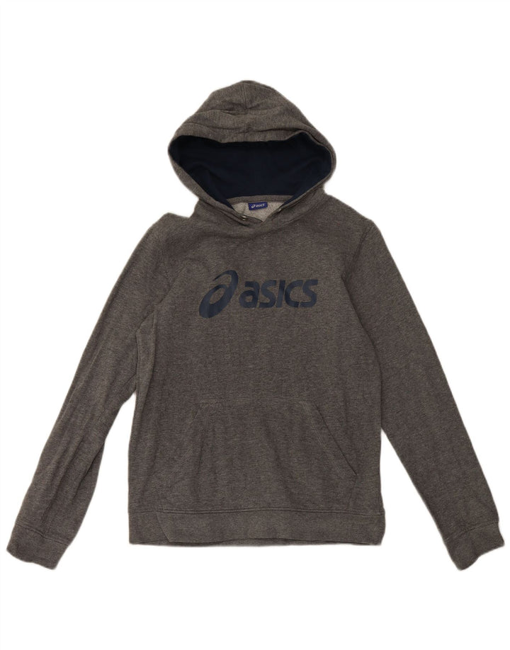 Męski sweter z kapturem i grafiką Asics, mały, szary, bawełniany