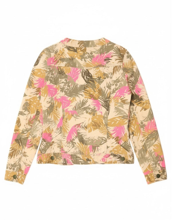 Kurtka dżinsowa Benetton dziewczęca 11-12 lat 2XL beżowa bawełniana w kwiaty