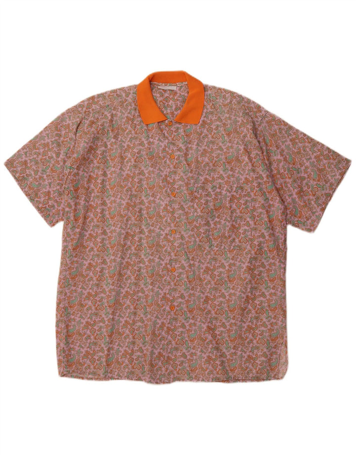 PULLOVERIA Męska koszula z krótkim rękawem, średnio różowa Paisley Retro