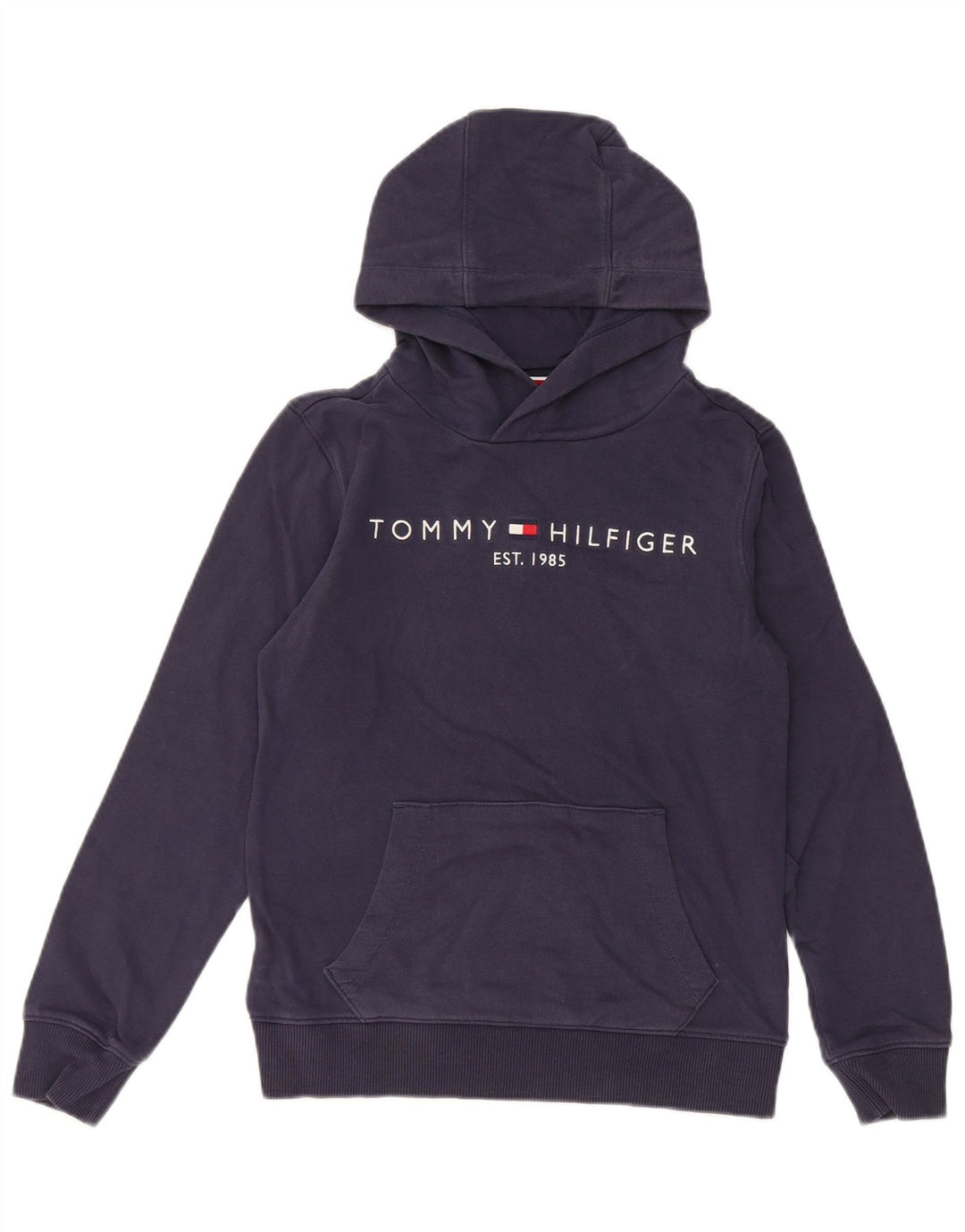 TOMMY HILFIGER Chłopięcy sweter z kapturem i grafiką, 11-12 lat, granatowy