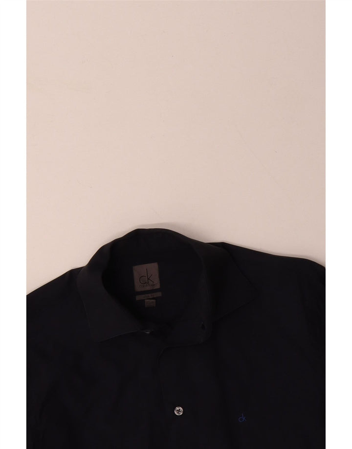 CALVIN KLEIN Męska koszula slim fit, mała, granatowa, bawełniana